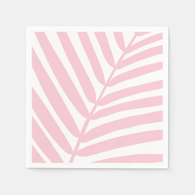 Tropical Palm Leaf Baby Pink Napkins (Front)