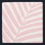 Tropical Palm Leaf Baby Pink Stone Coaster<br><div class="desc">Palm Leaf - Tropical Pattern – baby pink and white.</div>