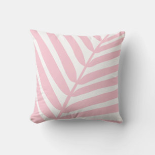 Tropical Palm Leaf Baby Pink Throw Pillow