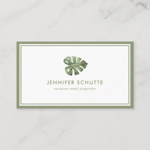 Tropical Palm Leaf Beach Vacation Rentals Manager Business Card