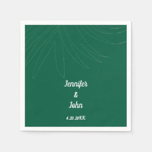 Tropical Palm Leaf Beach Wedding Hunter Green Cute Napkins