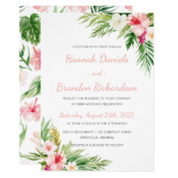 Tropical Palm Leaf Beach Wedding Invitation