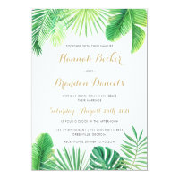 Tropical Palm Leaf Beach Wedding Invitation