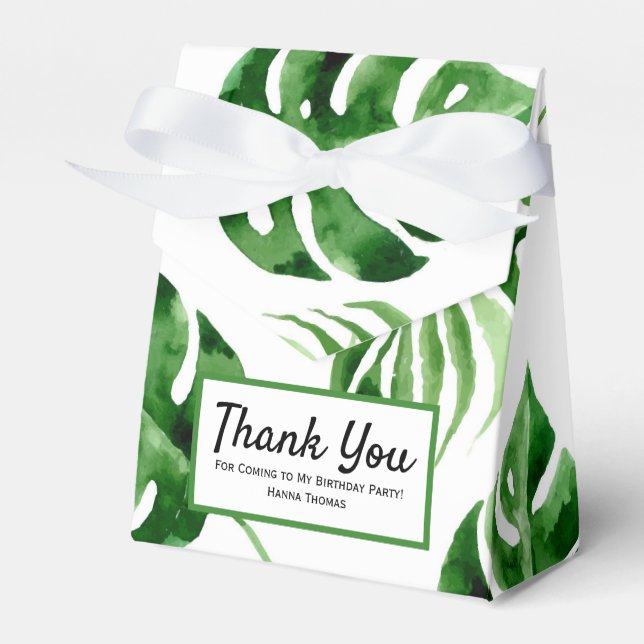 Tropical Palm Leaf Birthday Favor Box (Front Side)