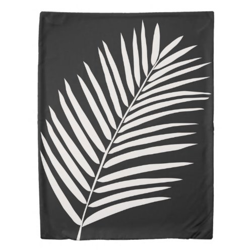 Tropical Palm Leaf Black Duvet Cover