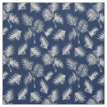 Tropical Palm Leaf Blue and White Pattern Fabric