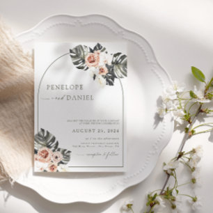 Tropical Palm Leaf Boho Wedding Floral Invitation