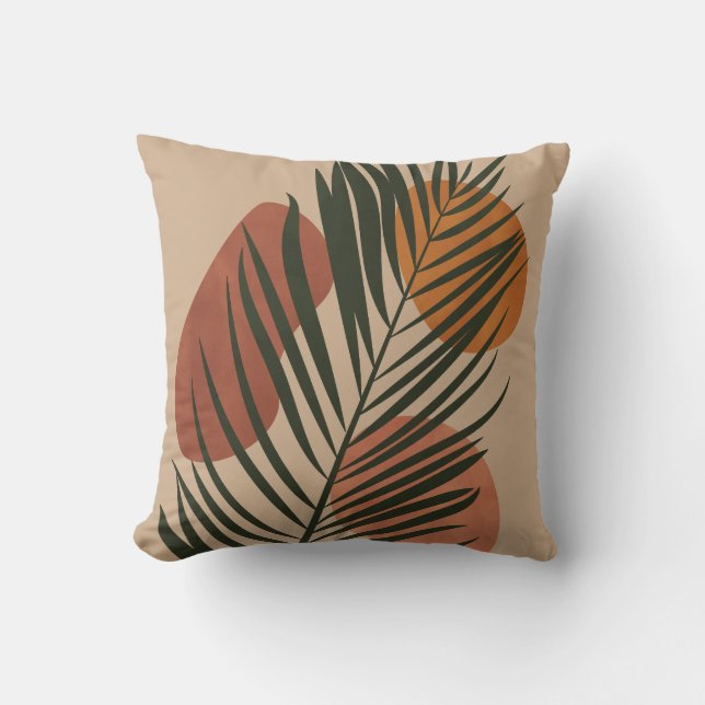 Tropical Palm Leaf - Botanical Areca Throw Pillow (Front)