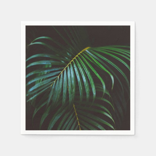 Tropical Palm Leaf Calm Green Minimalistic Paper Napkins (Front)