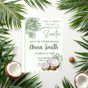 Tropical Palm Leaf & Coconut Shower Invitation