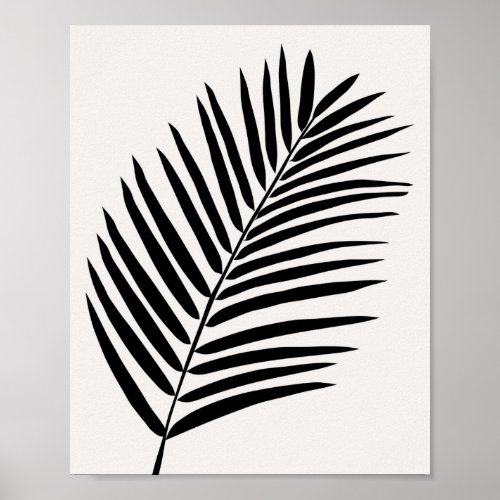 Tropical Palm Leaf Cream White And Black Poster