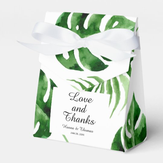 Tropical Palm Leaf Destination Wedding Favor Box Zazzle Com