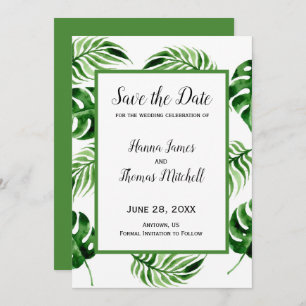 Tropical Palm Leaf Destination Wedding Save The Date