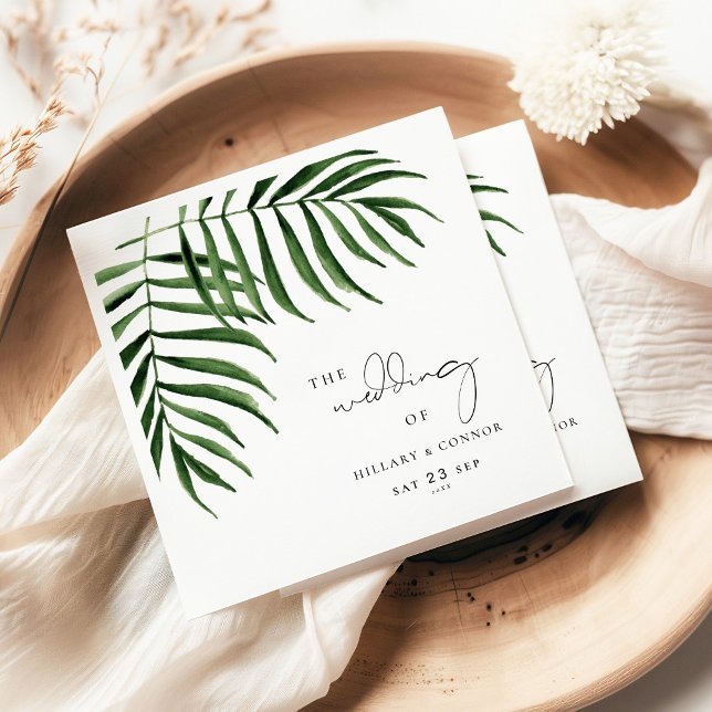 Tropical Palm leaf elegant wedding Napkins (Creator Uploaded)