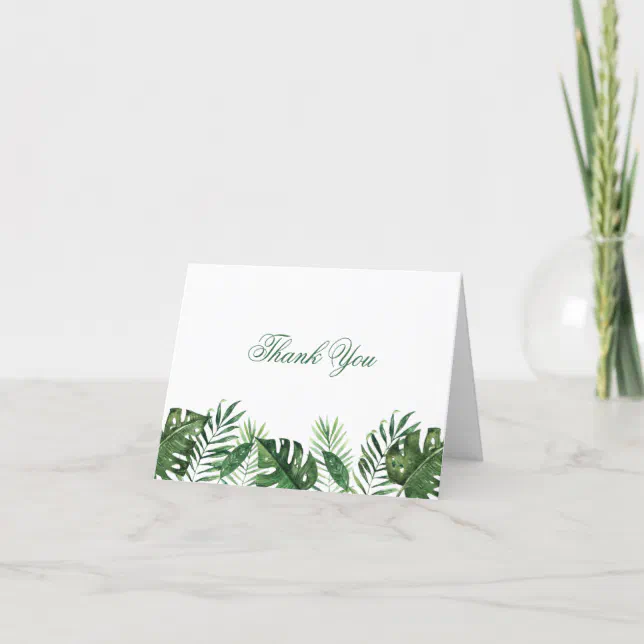 Tropical Palm Leaf Folded Thank You Cards | Zazzle