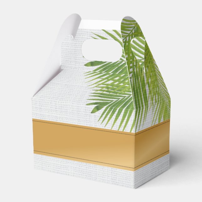 Tropical Palm Leaf Gable Favor Box (Front Side)