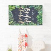 Tropical palm leaf & gold script bridal shower banner (Insitu)