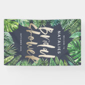 Tropical palm leaf & gold script bridal shower banner (Horizontal)