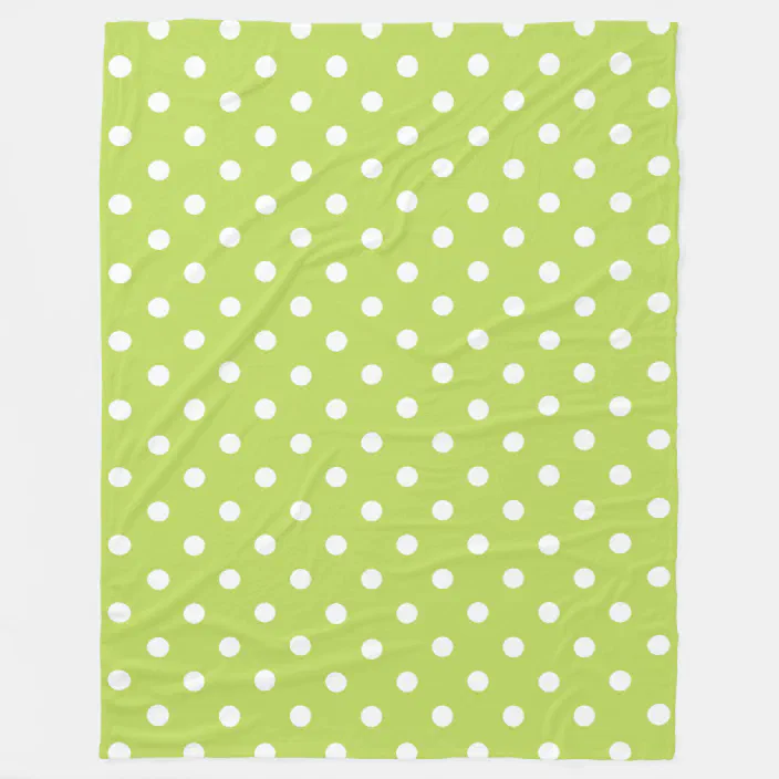 Tropical Palm Leaf Green And White Polka Dot Fleece Blanket Zazzle Com