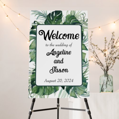 Tropical Palm Leaf Greenery Wedding Welcome  Foam Board