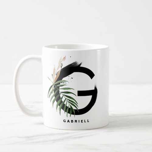 Tropical Palm Leaf Letter G Monogram Personalized Coffee Mug