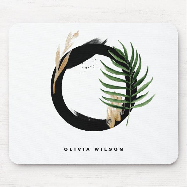Tropical Palm Leaf Letter O Monogram Personalized Mouse Pad (Front)