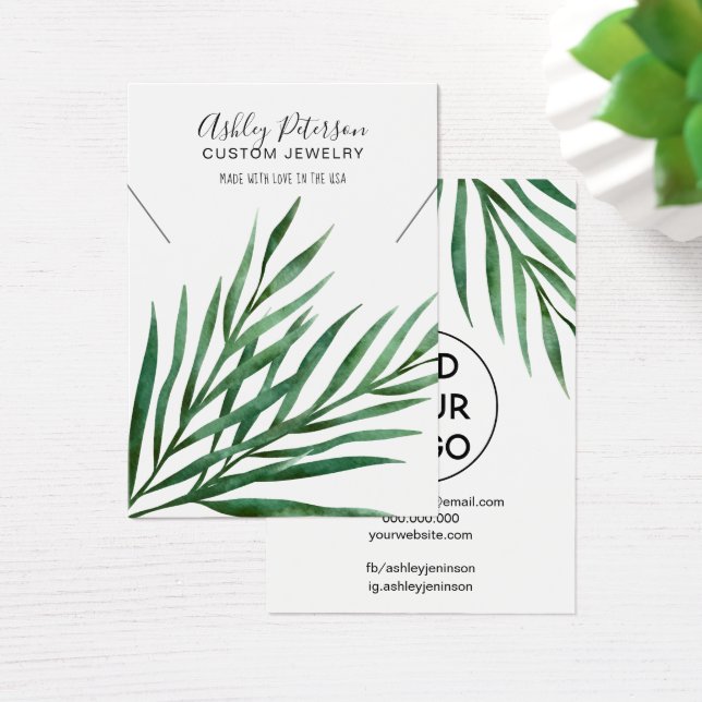 tropical palm leaf logo jewelry necklace display (Desk)