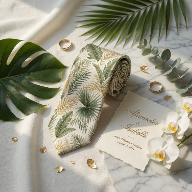 Tropical Palm Leaf Luxury Neck Tie (Creator Uploaded)