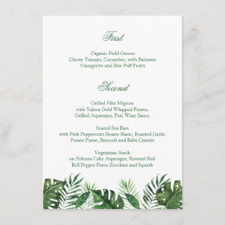 Tropical Palm Leaf Menu