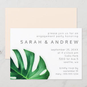 Tropical Palm Leaf Minimalist Engagement Party Invitation