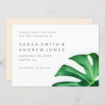 Tropical Palm Leaf Minimalist Save the Date