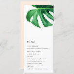 Tropical Palm Leaf Minimalist Wedding Menu Invitation<br><div class="desc">This wedding menu card is the perfect combination of modern elegance and tropical charm. The green monstera leaf gets you channeling those tropical vibes for a tropical theme or summer wedding.</div>