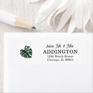 Tropical Palm Leaf Monstera Return Address Label