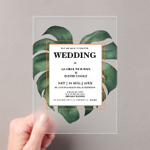 Tropical Palm Leaf  Monstera Wedding  Acrylic Invitations