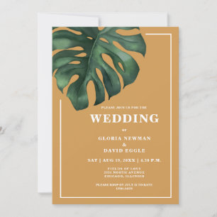 Tropical Palm Leaf Monstera Wedding Invitation