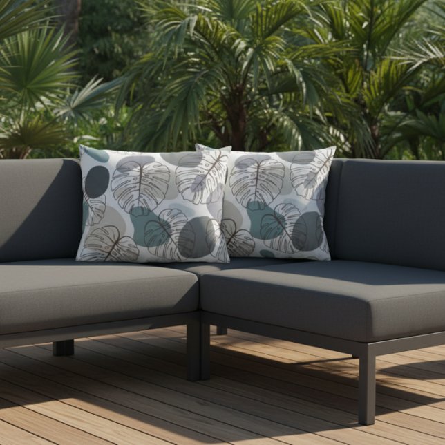 Tropical Palm Leaf Outdoor Pillow (Creator Uploaded)