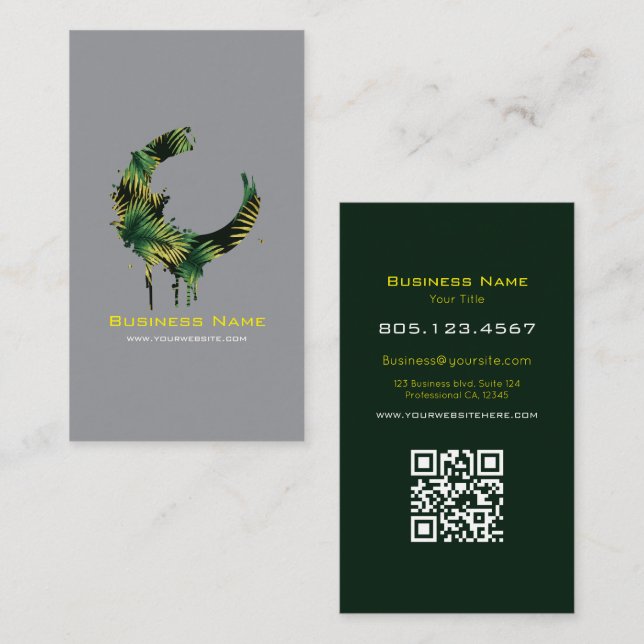 Tropical Palm Leaf Paint Swirl Design – Custom Business Card (Front/Back)
