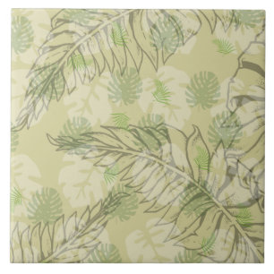 Tropical Palm Leaf Pattern Ceramic Tile