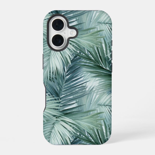 Tropical Palm Leaf Pattern Tough Iphone Case (Back)