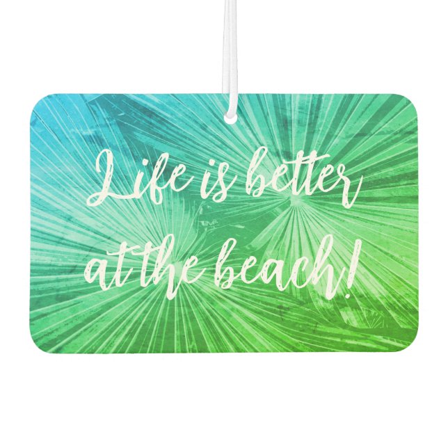 Tropical palm leaf photo green Emerald Sea car Air Freshener (Front)