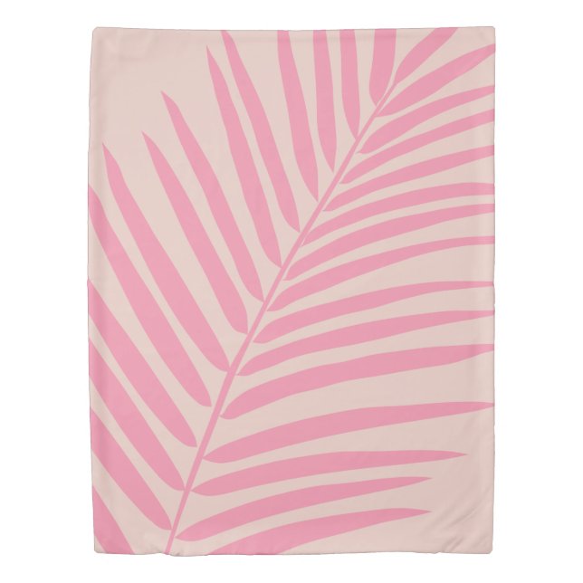 Tropical Palm Leaf Pink And Blush Duvet Cover (Front)