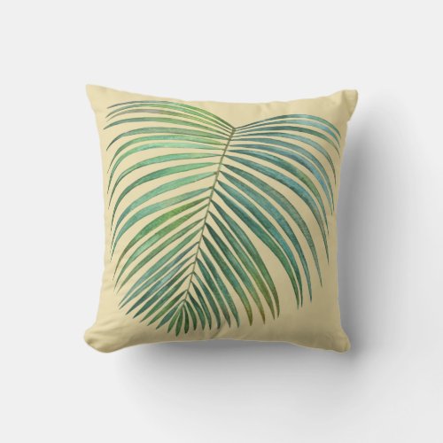Tropical Palm Leaf Print Watercolor Throw Pillow