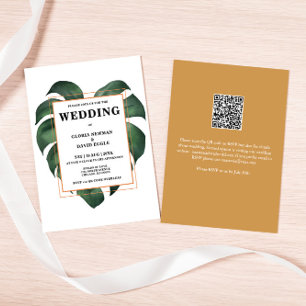 Tropical Palm Leaf QR Code Wedding Invitation