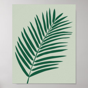 Tropical Palm Leaf Sage Green And Olive Green Poster