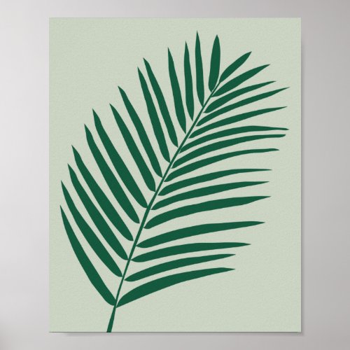 Tropical Palm Leaf Sage Green And Olive Green Poster