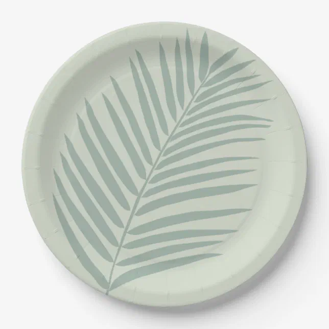 Tropical Palm Leaf Sage Green Paper Plates Zazzle