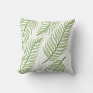 Tropical Palm Leaf Seamless Pattern Throw Pillow