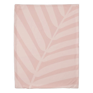 Tropical Palm Leaf Soft Beige and Blush Duvet Cove