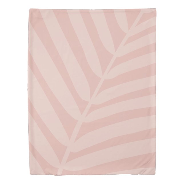 Tropical Palm Leaf Soft Beige and Blush Duvet Cove (Front)