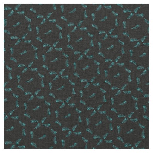 Tropical Palm Leaf Teal Black Jungle Pattern Fabric